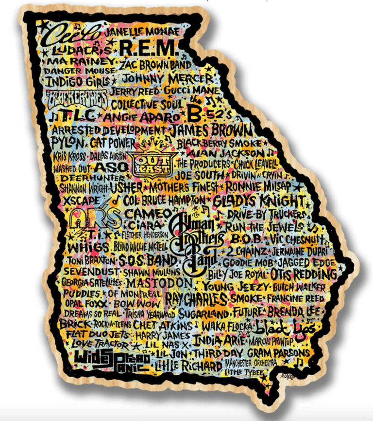 Georgia Musicland print on finished wood | R. Land
